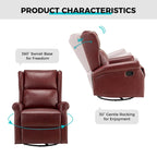Swivel Faux Leather Recliner with Hidden Footrest & Pocket, Set of 2