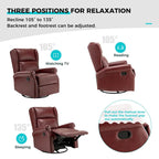 Swivel Faux Leather Recliner with Hidden Footrest & Pocket, Set of 2