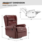 Swivel Faux Leather Recliner with Hidden Footrest & Pocket, Set of 2