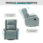 Swivel Faux Leather Recliner with Hidden Footrest & Pocket, Set of 2