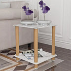 Modern 2-Tier Space End Table, Sofa Table, Side Table with Storage Shelve