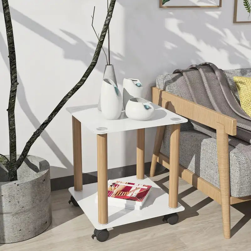 Modern 2-Tier Space End Table, Sofa Table, Side Table with Storage Shelve