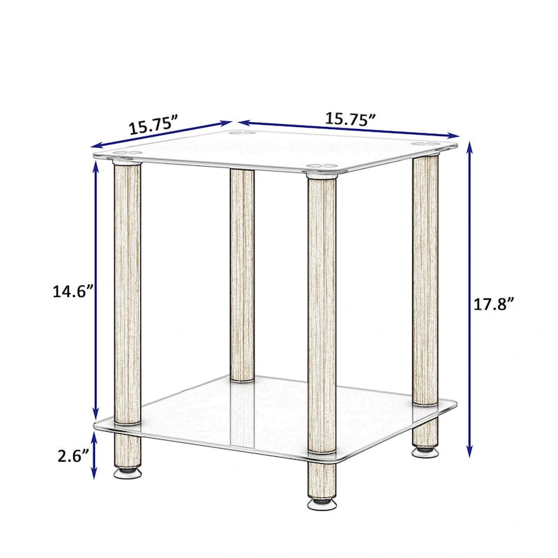 Modern 2-Tier Space End Table, Sofa Table, Side Table with Storage Shelve