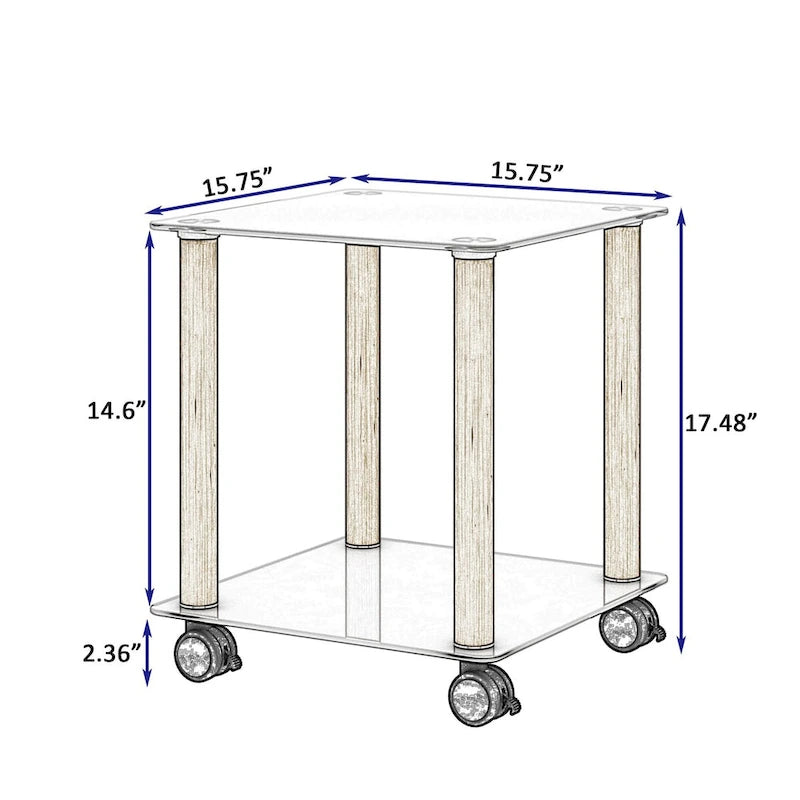 Modern 2-Tier Space End Table, Sofa Table, Side Table with Storage Shelve