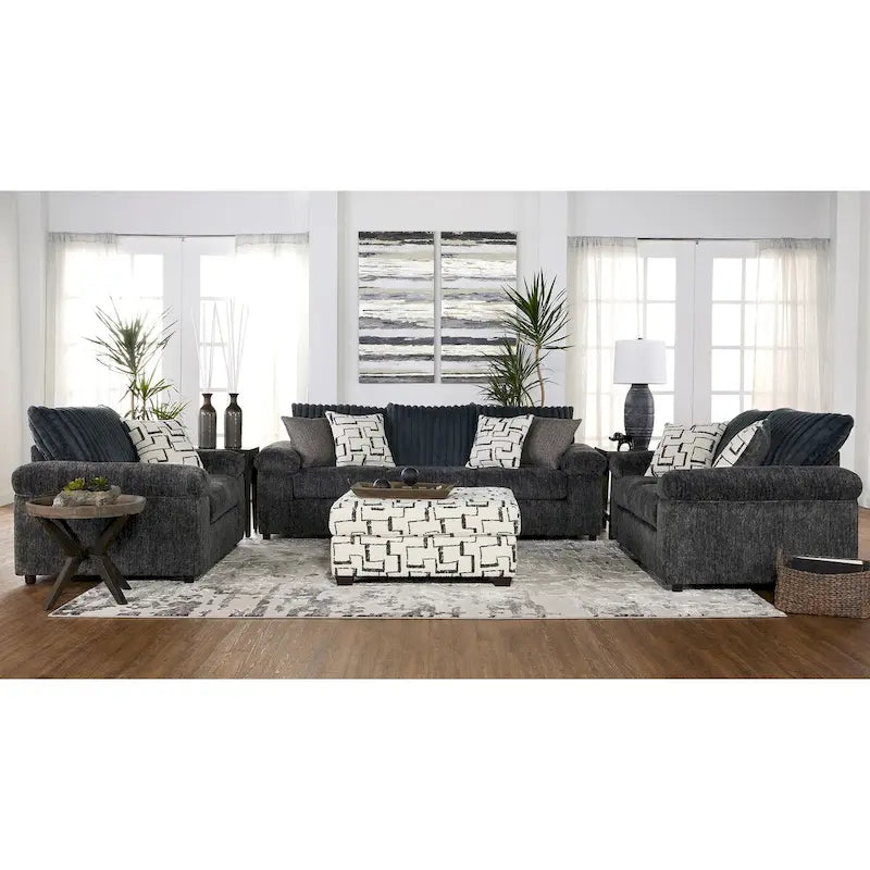 Wide Wale Corduroy 4-Piece Living Room Set: Sofa, Loveseat, Cuddle Chair & Ottoman