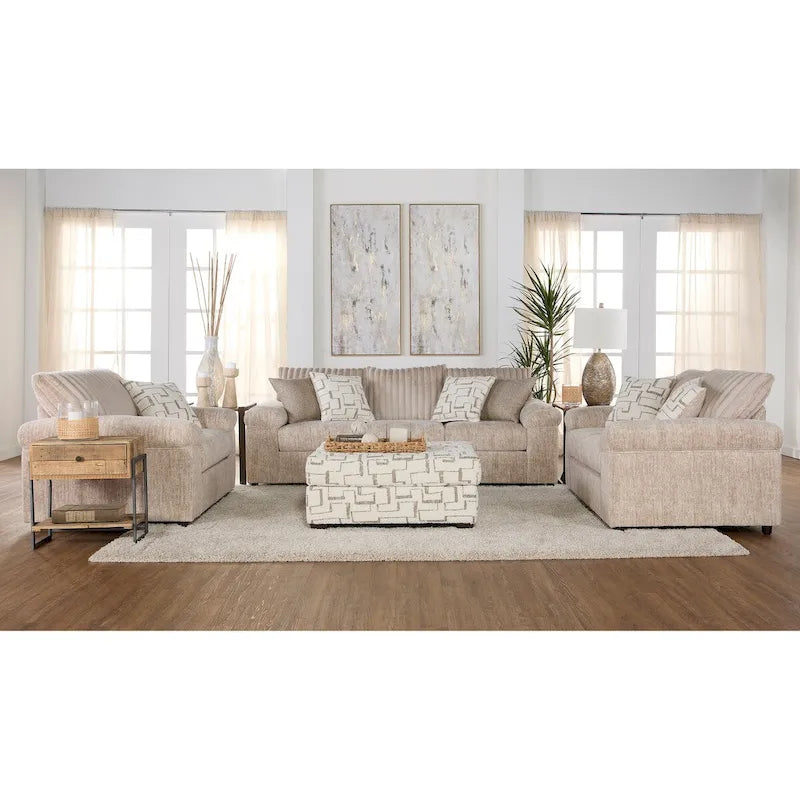 Wide Wale Corduroy 4-Piece Living Room Set: Sofa, Loveseat, Cuddle Chair & Ottoman