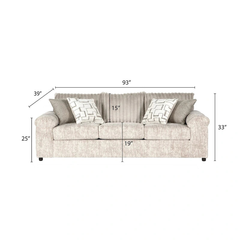 Wide Wale Corduroy 4-Piece Living Room Set: Sofa, Loveseat, Cuddle Chair & Ottoman