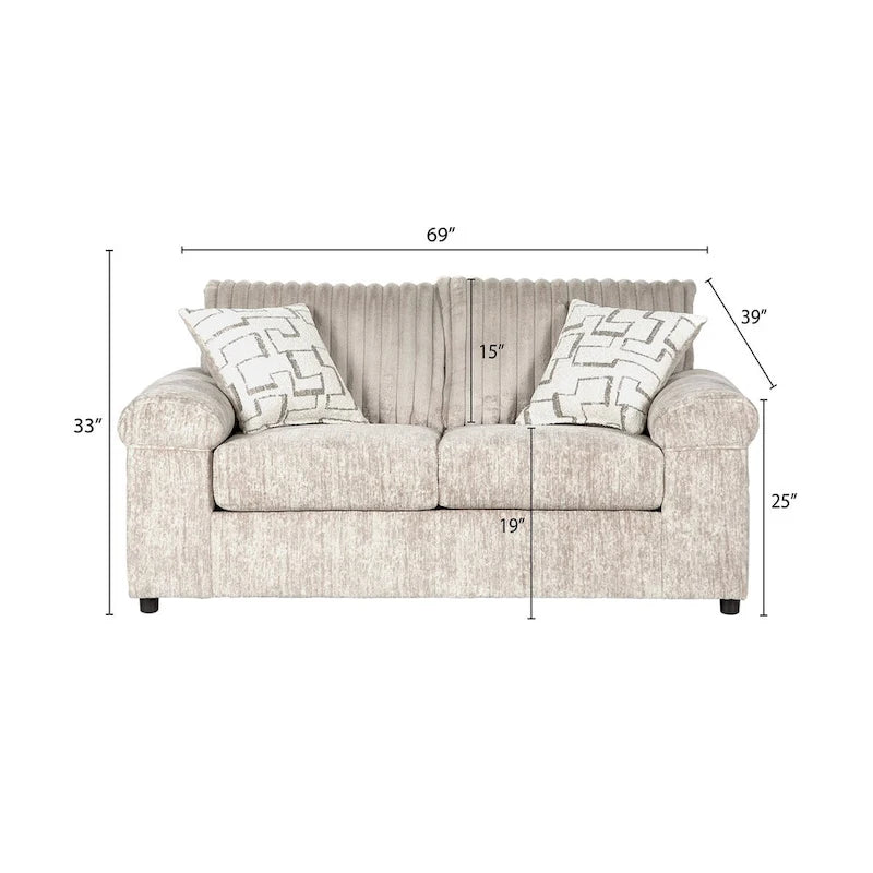 Wide Wale Corduroy 4-Piece Living Room Set: Sofa, Loveseat, Cuddle Chair & Ottoman