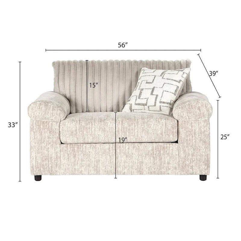 Wide Wale Corduroy 4-Piece Living Room Set: Sofa, Loveseat, Cuddle Chair & Ottoman