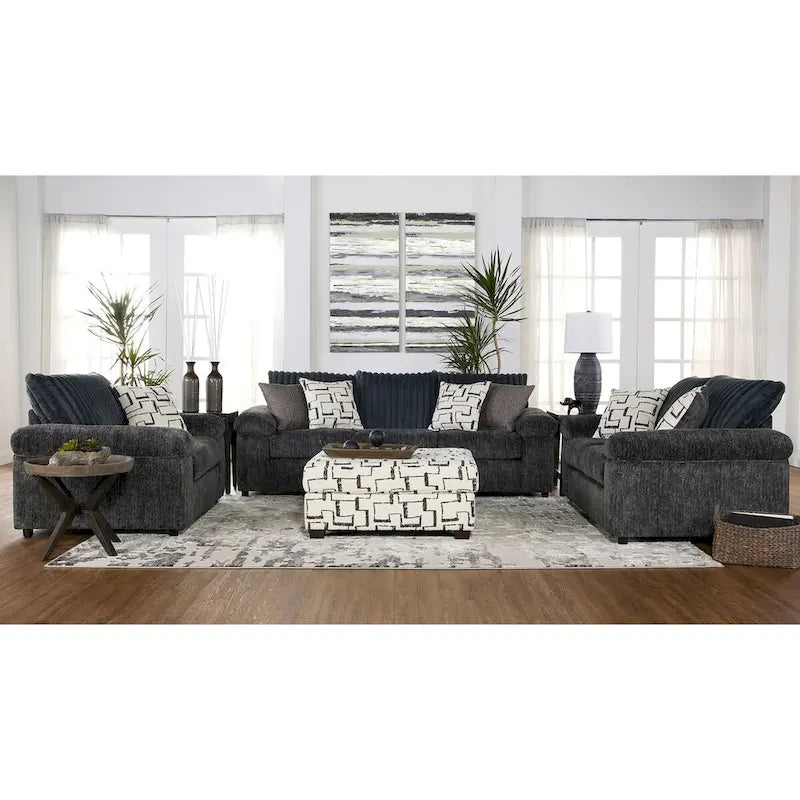 Wide Wale Corduroy 4-Piece Living Room Set: Sofa, Loveseat, Cuddle Chair & Ottoman