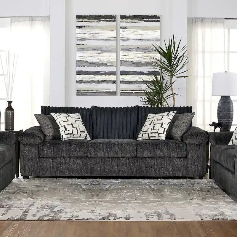 Wide Wale Corduroy 4-Piece Living Room Set: Sofa, Loveseat, Cuddle Chair & Ottoman