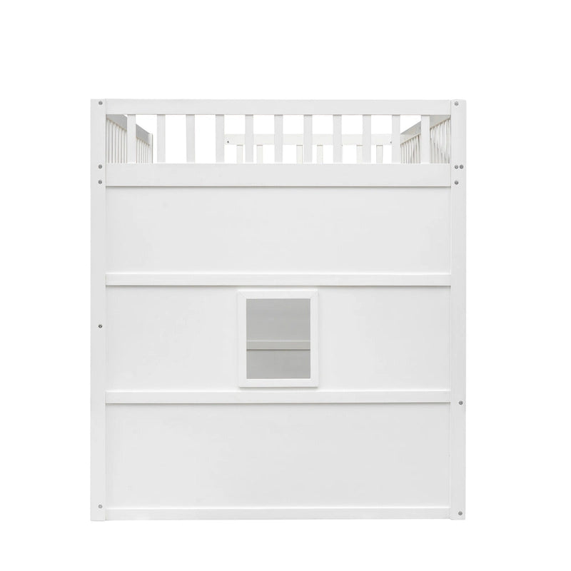 Full Size Solid Pine Loft Bed with Ladder, Guard Rails & 13 Slats