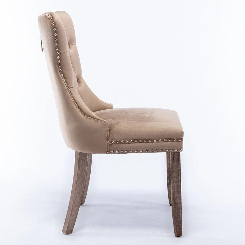 Tufted Velvet Upholstered Dining Chair with Solid Wood Legs, Set of 2