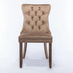 Tufted Velvet Upholstered Dining Chair with Solid Wood Legs, Set of 2