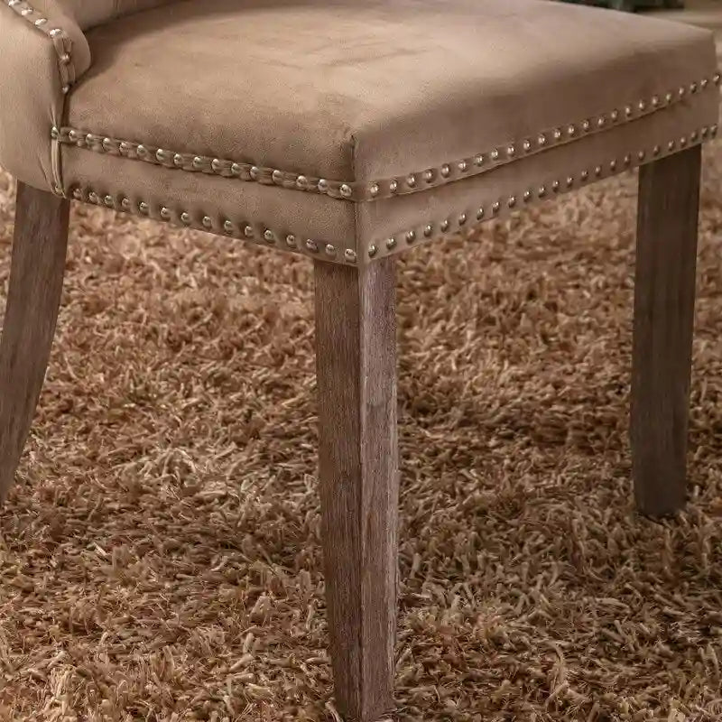 Tufted Velvet Upholstered Dining Chair with Solid Wood Legs, Set of 2
