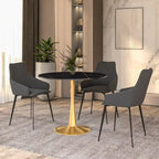 Bristol 31 Round Dining Table for 4 with Sintered Stone Tabletop in Gold Steel Base for Kitchen & Dining Room