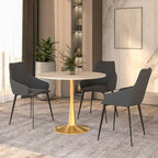 Bristol 31 Round Dining Table for 4 with Sintered Stone Tabletop in Gold Steel Base for Kitchen & Dining Room