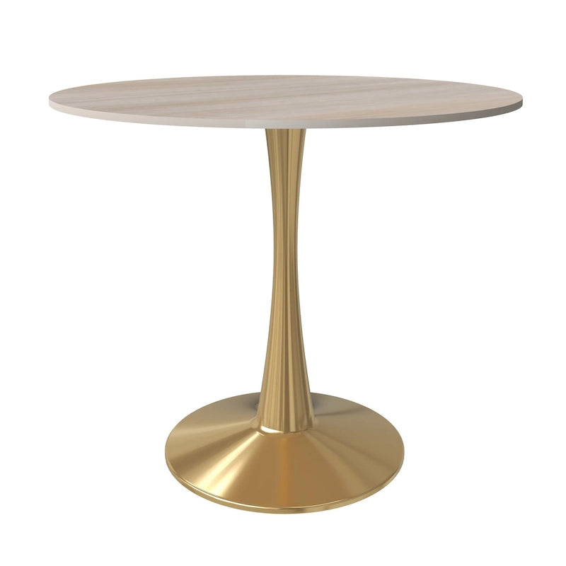 Bristol 31 Round Dining Table for 4 with Sintered Stone Tabletop in Gold Steel Base for Kitchen & Dining Room