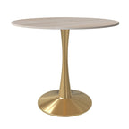 Bristol 31 Round Dining Table for 4 with Sintered Stone Tabletop in Gold Steel Base for Kitchen & Dining Room