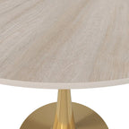 Bristol 31 Round Dining Table for 4 with Sintered Stone Tabletop in Gold Steel Base for Kitchen & Dining Room