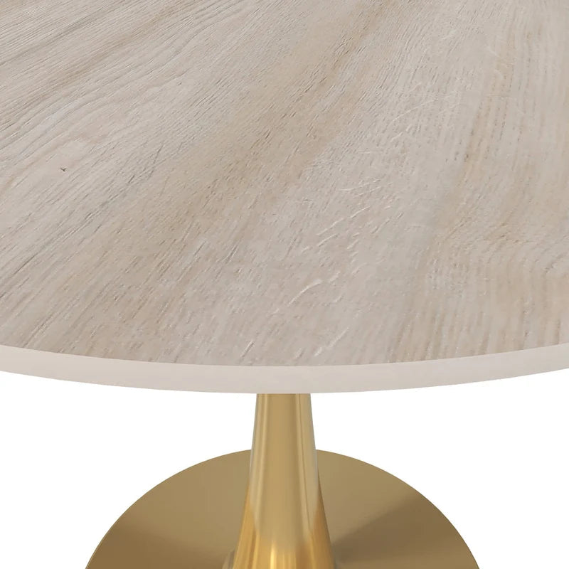 Bristol 31 Round Dining Table for 4 with Sintered Stone Tabletop in Gold Steel Base for Kitchen & Dining Room
