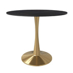 Bristol 31 Round Dining Table for 4 with Sintered Stone Tabletop in Gold Steel Base for Kitchen & Dining Room