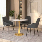 Bristol 31 Round Dining Table for 4 with Sintered Stone Tabletop in Gold Steel Base for Kitchen & Dining Room