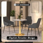 Bristol 31 Round Dining Table for 4 with Sintered Stone Tabletop in Gold Steel Base for Kitchen & Dining Room