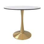 Bristol 31 Round Dining Table for 4 with Sintered Stone Tabletop in Gold Steel Base for Kitchen & Dining Room