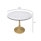Bristol 31 Round Dining Table for 4 with Sintered Stone Tabletop in Gold Steel Base for Kitchen & Dining Room