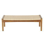 Wood Handmade Traditional Home Bench with Rope Wrapped Seat - Brown - Roche River Decor
