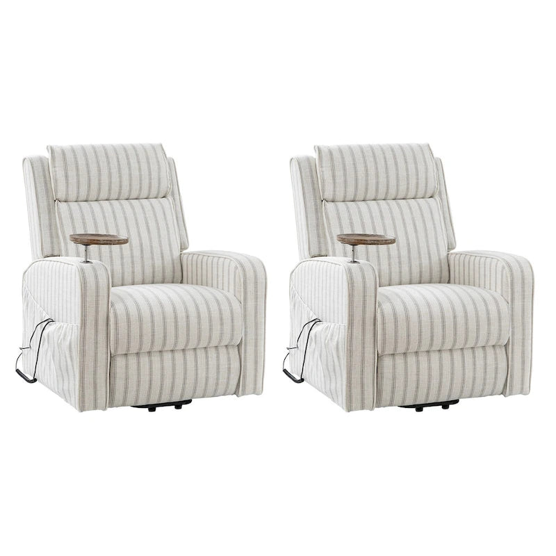 Power Lift Recliner with Massage, Heat, Wood Tray & USB Charging, Set of 2