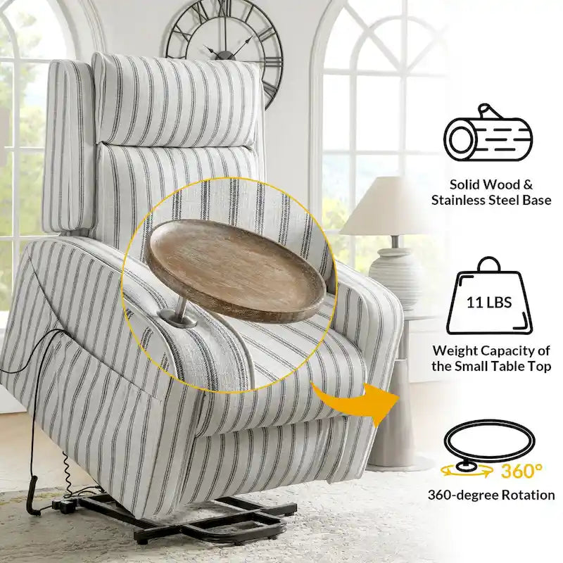 Power Lift Recliner with Massage, Heat, Wood Tray & USB Charging, Set of 2