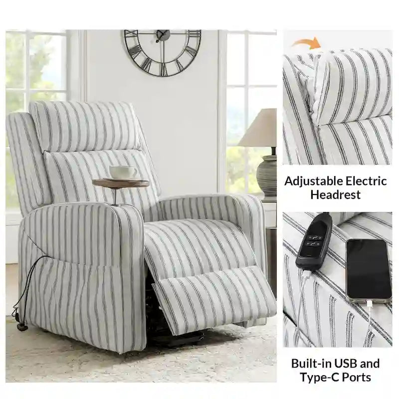 Power Lift Recliner with Massage, Heat, Wood Tray & USB Charging, Set of 2