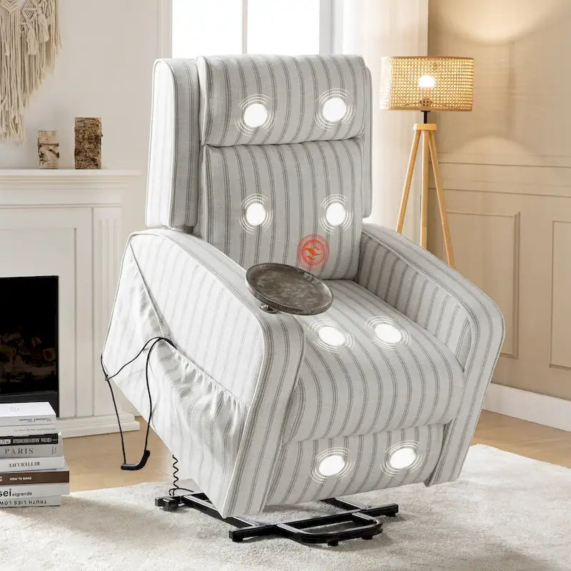 Power Lift Recliner with Massage, Heat, Wood Tray & USB Charging, Set of 2