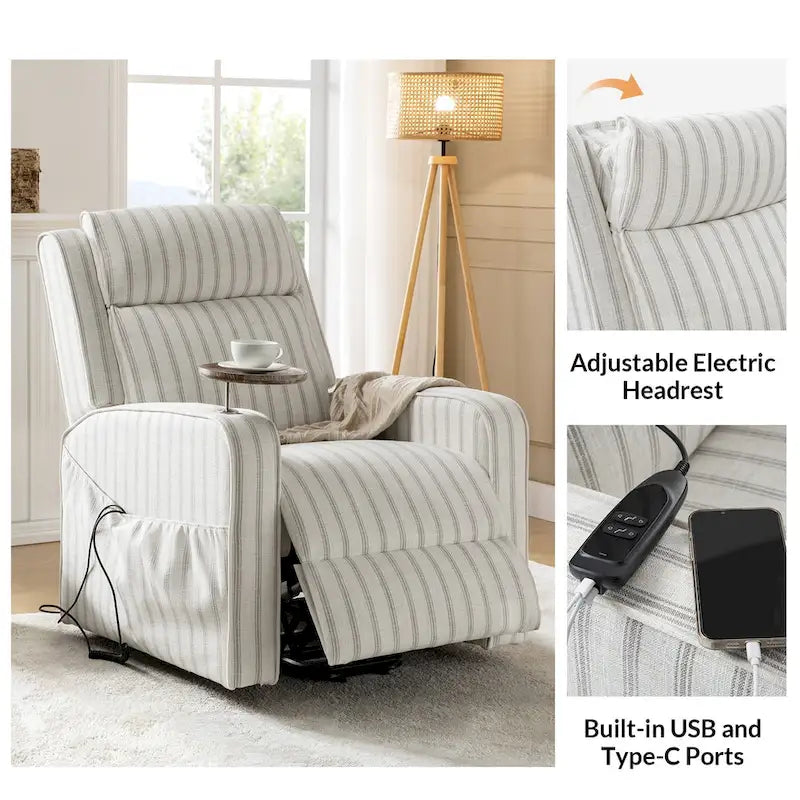Power Lift Recliner with Massage, Heat, Wood Tray & USB Charging, Set of 2